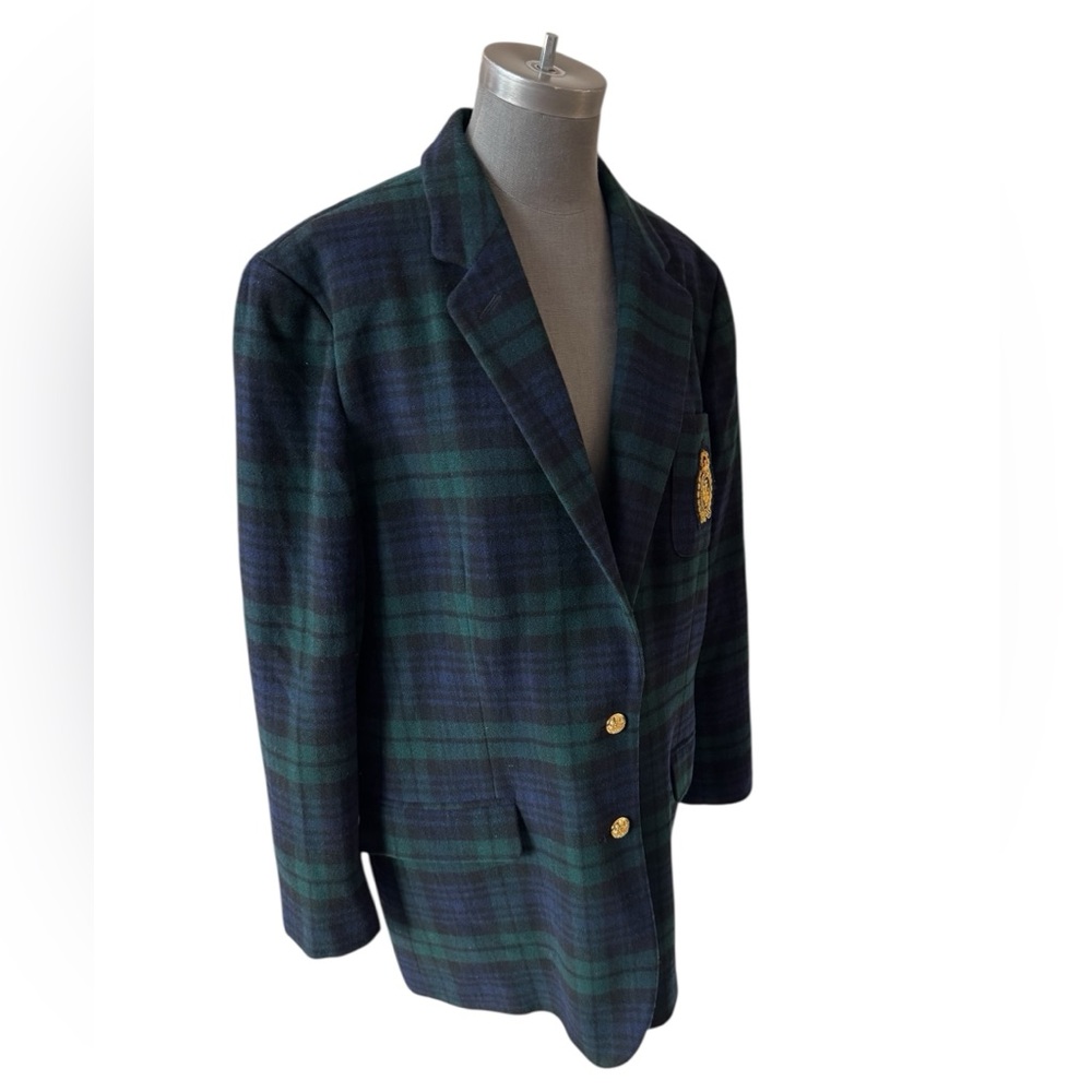 Lauren Ralph Lauren Blackwatch Plaid Wool Cashmere Blazer 18W Equestrian Jacket - Picture 4 of 15